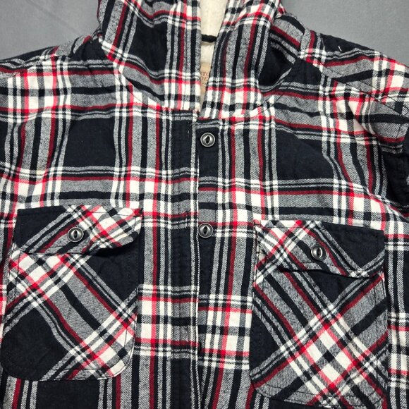 Boston Traders Men’s Plaid Hooded Flannel Jacket with Sherpa Lining - Picture 4 of 16